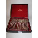 Cased set of Continental silver plated forks and spoons