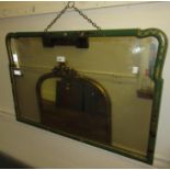 Green chinoiserie lacquer framed wall mirror, circa 1930, 20.5ins x 31.5ins Good original condition,