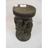 African figural carved circular stand 9.5ins x 5.5ins