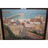 Henry Samuel Merritt, signed oil on board, West country fishing village, 10ins x 14ins