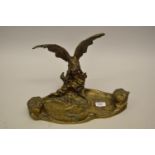 A. Marionnet, late 19th or early 20th Century gilt bronze two bottle ink stand, the naturalistic