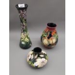 Modern tall Moorcroft waisted vase decorated with an all-over stylised floral design, 12.25ins high,