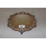 20th Century London silver letter salver with moulded rim raised on three supports 14 troy ounces