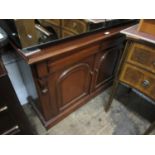 Reproduction Victorian style mahogany two door chiffonier, the moulded top above two frieze