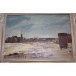 Oil on canvas laid onto board, beach scene bearing inscription verso ' Toulon, J.C. Dollman ',