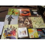 Collection of vinyl long playing records including Led Zeppelin ' Atlantic Deluxe ' and ' In Through