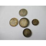 Set of four 1933 Maundy coins together with a single 1916 Maundy coin