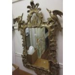 Good quality reproduction gilded composition wall mirror in Chippendale style, the pierced floral