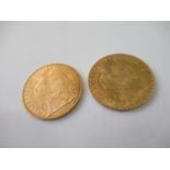 Two French gold twenty franc coins, 1909