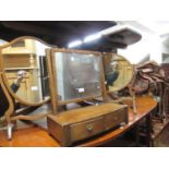 19th Century mahogany rectangular swing frame toilet mirror with a two drawer box base together with