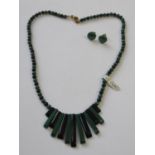 Malachite necklace and earrings