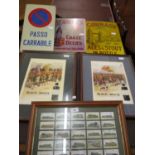Framed set of Wills railway engines cigarette cards, together with a quantity of framed