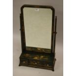 Early to mid 20th Century green chinoiserie lacquer toilet mirror in 18th Century style, the