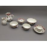 Group of five 18th Century Chinese tea bowls, one with saucer, together with two similar small