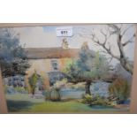 Minta Cookson, pair of watercolours, garden scenes, signed, 9ins x 13ins, gilt framed