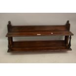 Small 19th Century rosewood two shelf wall bracket 30ins wide x 13ins high x 6.25ins deep