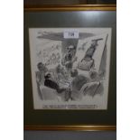 George Houghton, group of four ink and watercolour golfing illustrations, gilt framed