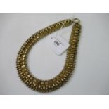 Victorian gilt metal collar necklet of Turkish design, 18.5ins long including the ring clasp