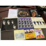 Collection of vinyl long playing records including The Beatles ' Help ', ' A Hard Day's Night '