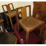 Pair of Art Deco beechwood cane seated dressing table stools (at fault)