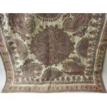 Indian style Paisley design embroidered table cover with linen backing, 33ins square