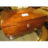 Regency rosewood and line inlaid sarcophagus shaped work box, the hinged cover enclosing a fitted