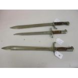 Early to mid 20th Century bayonet with saw back blade marked Erfurt together with a German bayonet