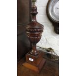 Reproduction mahogany vase form table lamp in Adam style