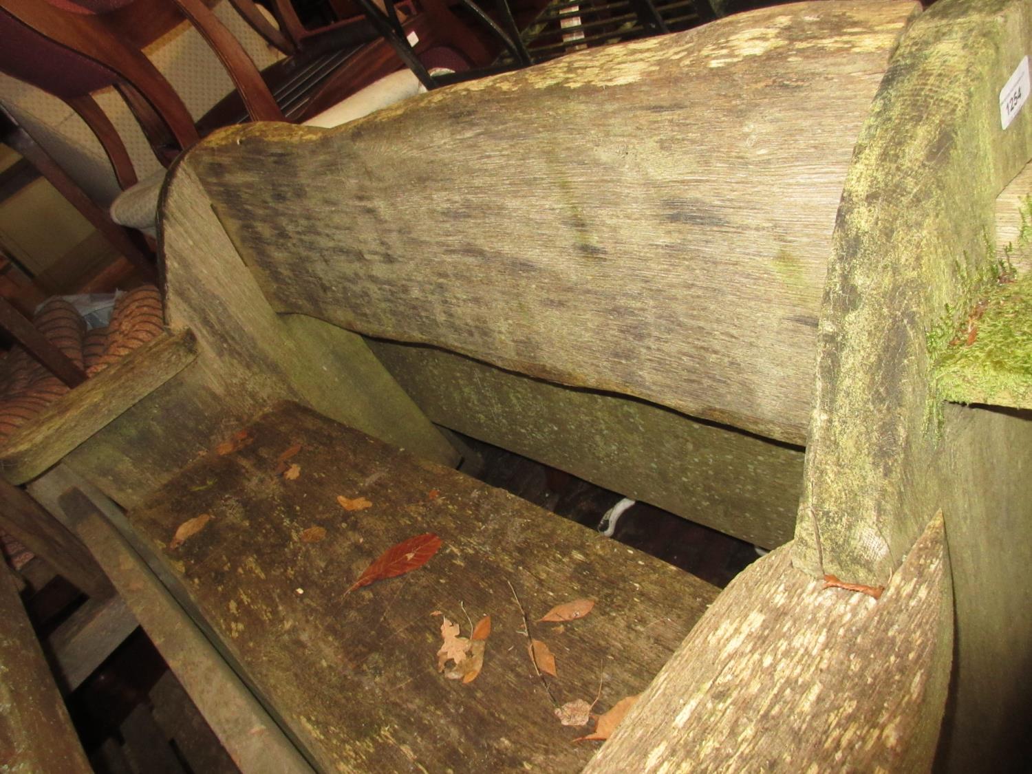 Wooden plank garden bench and a similar smaller bench see photos - Image 3 of 6