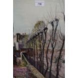 Anthony Pegaret, study of trees and buildings, signed with initials P.K., 15.5ins x 11.5ins, gilt