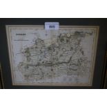 Two small framed maps of Surrey and Cambridge