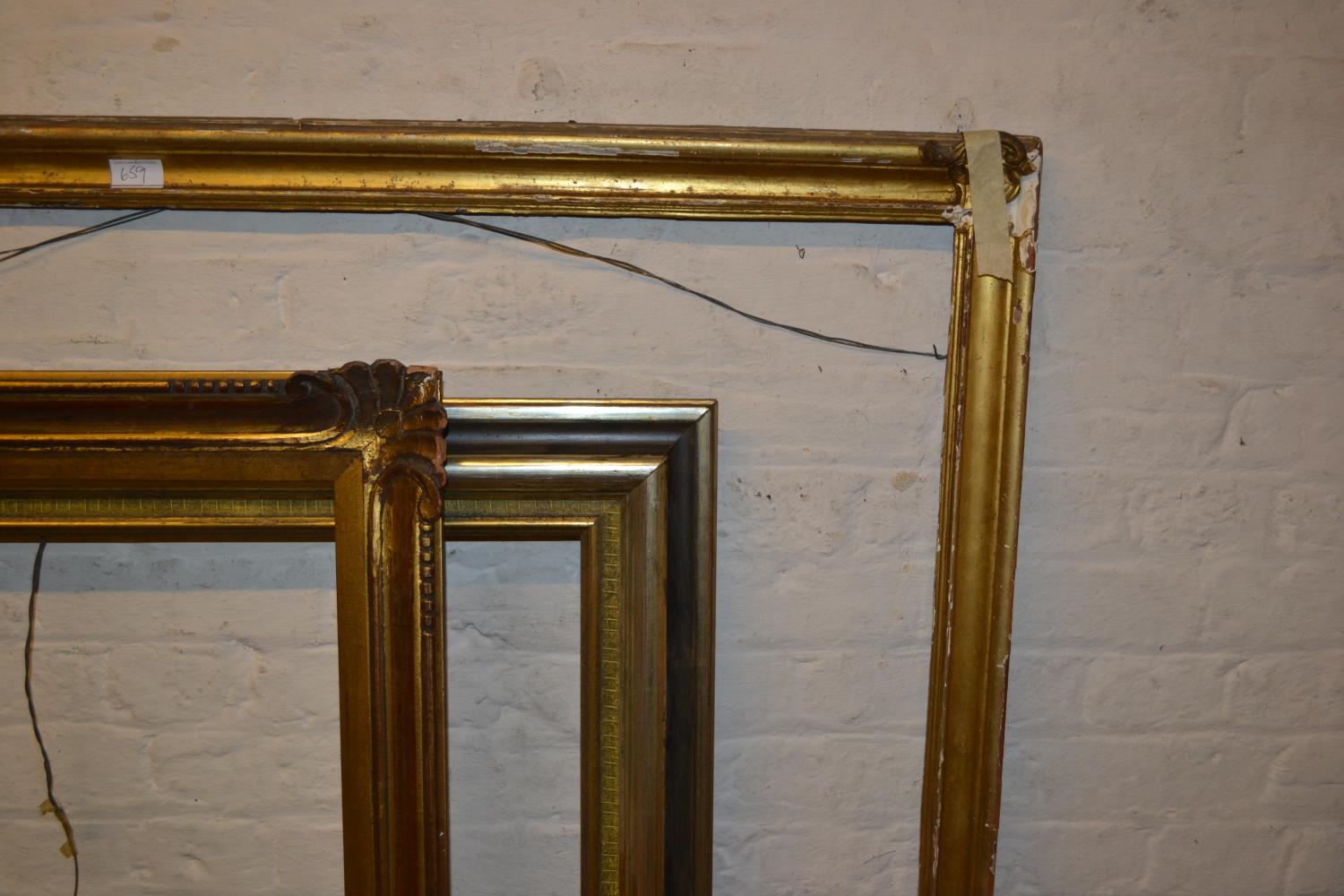 Good quality modern rectangular gilt swept picture frame, 40ins x 30ins rebate, together with four - Image 5 of 10