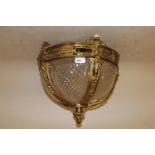 Good quality gilt brass and hobnail cut glass bowl form ceiling light, 16ins diameter Generally in