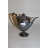 20th Century Sheffield silver half fluted design pedestal coffee pot, 18 troy ounces