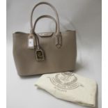 Lauren Ralph Lauren Tate Dome taupe leather satchel bag, complete with original dust cover