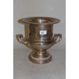 Silver plated two handled wine bottle cooler