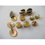 Pair of 9ct gold cufflinks together with a quantity of various dress studs 7g in weight