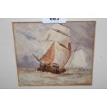 19th Century watercolour, study of two fishing vessels at sea, signed C. Stanfield RA