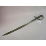Steel short sword with curved blade and shagreen grip