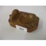 Robert ' Mouseman ' Thompson, small carved oak ashtray with mouse signature