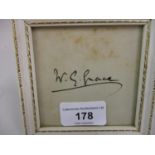 W.G. Grace (1848 - 1915), framed copy of his signature This is a copy