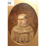 Antique oval mounted oil, portrait of Girolamo Savonarola, Dominican prior of Florence (inscribed