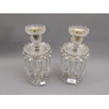 Pair of good quality 19th Century cut glass lustres with prismatic drops, 10ins high There are one