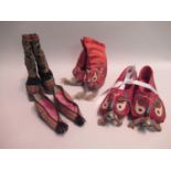Four pairs of Chinese silk embroidered shoes and slippers