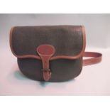 Mulberry Scotchgrain leather saddle bag with tan leather trim and shoulder strap, 9.5ins wide