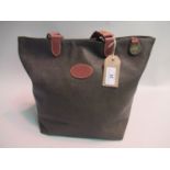 Mulberry grained leather and tan leather trimmed tote bag, 9.5ins wide