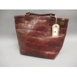 Mulberry tan alligator leather tote bag with brass fitting, 8ins wide There is no dustbag with