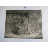 After Van Ostade, antique etching of revellers in a cottage interior, unframed, signed within plate,