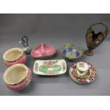Three various Maling pottery bowls together with a Royal Albert part tea service, small