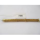 S. Mordan & Company, 19th Century gold cased propelling pencil / dip pen with floral engraved